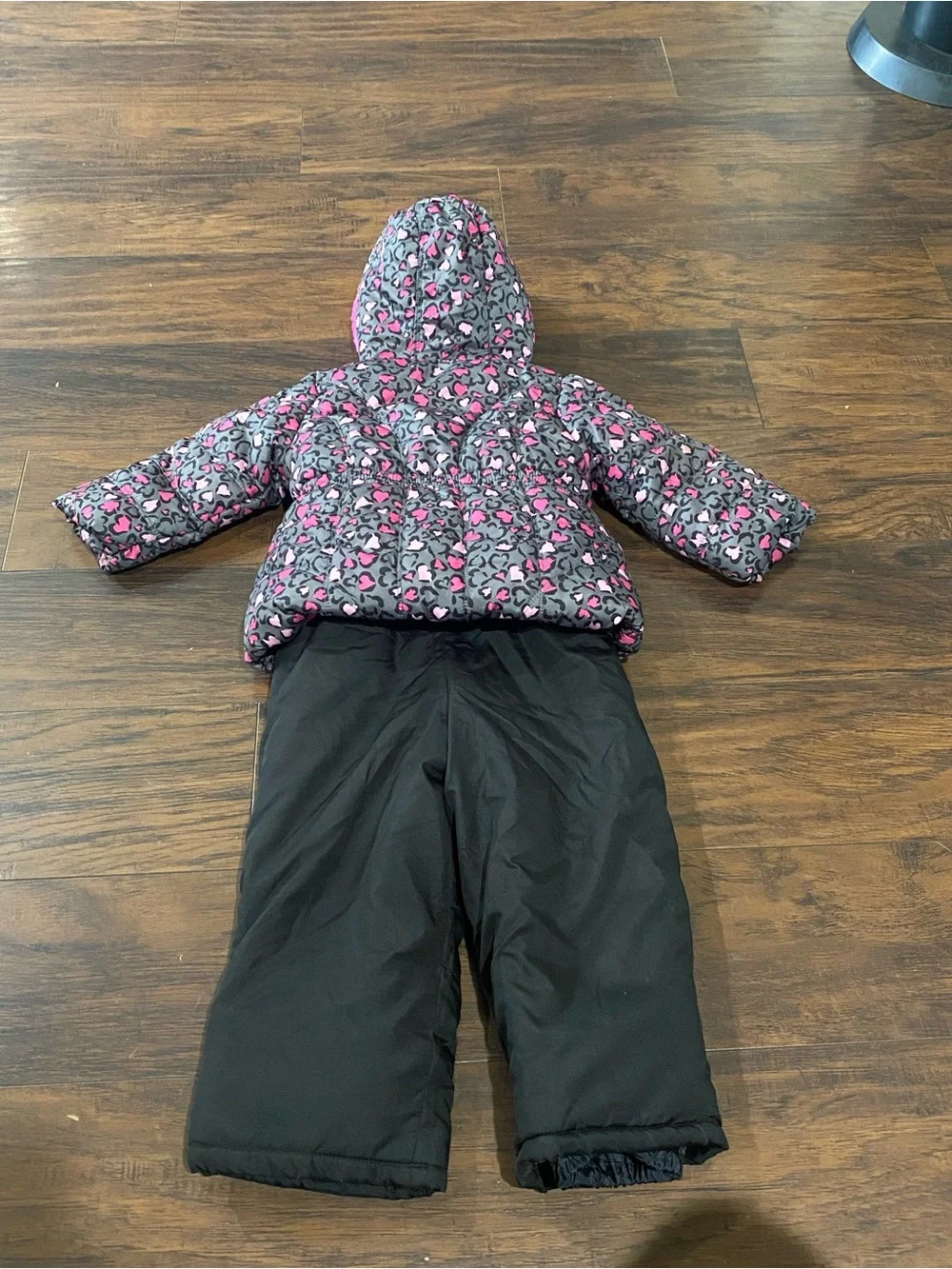 AG Pink & Black Kids Snow Bib with Heart-Print Jacket